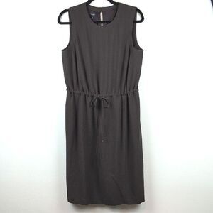 Talbots Elegant Brown Wool Sleeveless Waist Tie Dress Size 10 Minimalist Coastal